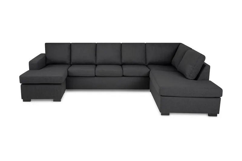 Crazy 5-seters Høyrevendt U-formet X-Large Sofa med Divan og Sjeselong i Stoff - Mørk grå - Møbler - Sofaer - U-sofa
