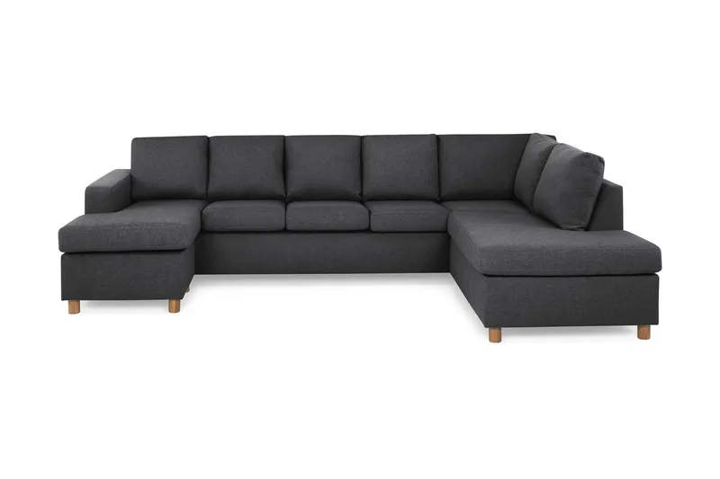 Crazy 5-seters Høyrevendt U-formet X-Large Sofa med Divan og Sjeselong i Stoff, Mørk grå