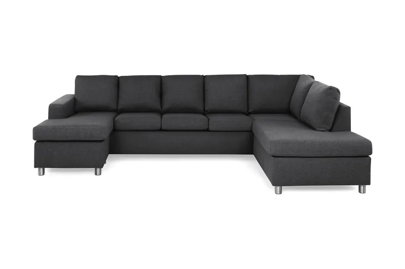 Crazy 5-seters Høyrevendt U-formet X-Large Sofa med Divan og Sjeselong i Stoff, Mørk grå