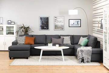 Crazy 5-seters Høyrevendt U-formet X-Large Sofa med Divan og Sjeselong i Stoff - Mørk grå - Møbler - Sofaer - U-sofa