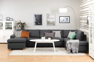 Crazy 5-seters Høyrevendt U-formet X-Large Sofa med Divan og Sjeselong i Stoff - Mørk grå - Møbler - Sofaer - U-sofa