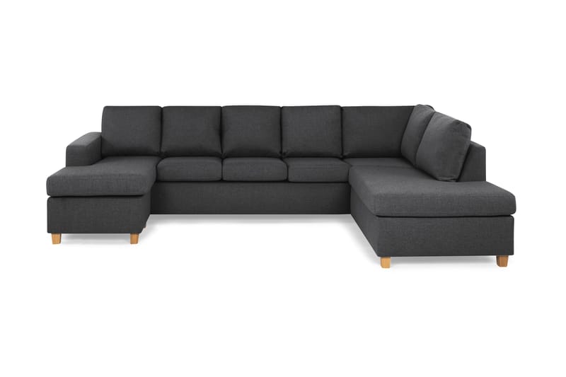 Crazy 5-seters Høyrevendt U-formet X-Large Sofa med Divan og Sjeselong i Stoff, Mørk grå