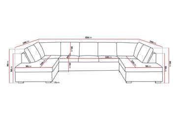 Crazy 5-seters U-formet Sofa med Dobbel Sjeselong i Kunstlær - Svart - Møbler - Sofaer - U-sofa