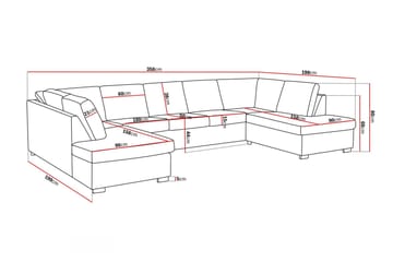 Crazy 5-seters U-formet Sofa med Dobbel Sjeselong i Kunstlær - Svart - Møbler - Sofaer - U-sofa
