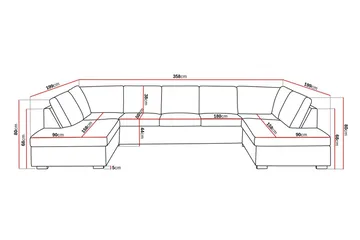 Crazy 5-seters U-formet Sofa med Dobbel Sjeselong i Kunstlær - Svart - Møbler - Sofaer - Skinnsofaer