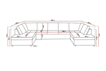 Crazy 5-seters U-formet Sofa med Dobbel Sjeselong i Stoff - Antrasitt - Møbler - Sofaer - U-sofa