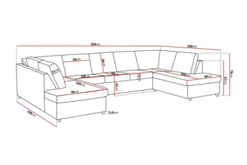 Crazy 5-seters U-formet Sofa med Dobbel Sjeselong i Stoff - Antrasitt - Møbler - Sofaer - U-sofa