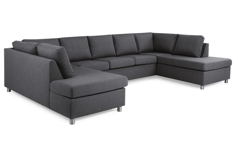 Crazy 5-seters U-formet Sofa med Dobbel Sjeselong i Stoff - Mørk grå - Møbler - Sofaer - U-sofa