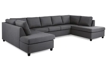 Crazy 5-seters U-formet Sofa med Dobbel Sjeselong i Stoff - Mørk grå - Møbler - Sofaer - U-sofa