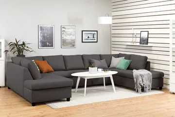 Crazy 5-seters U-formet Sofa med Dobbel Sjeselong i Stoff - Mørk grå - Møbler - Sofaer - U-sofa