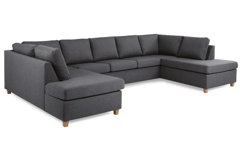 Crazy 5-seters U-formet Sofa med Dobbel Sjeselong i Stoff - Mørk grå - Møbler - Sofaer - U-sofa