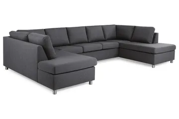 Crazy 5-seters U-formet Sofa med Dobbel Sjeselong i Stoff - Mørk grå - Møbler - Sofaer - U-sofa