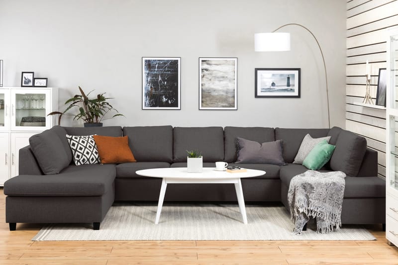 Crazy 5-seters U-formet Sofa med Dobbel Sjeselong i Stoff - Mørk grå - Møbler - Sofaer - U-sofa