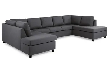 Crazy 5-seters U-formet Sofa med Dobbel Sjeselong i Stoff - Mørk grå - Møbler - Sofaer - U-sofa