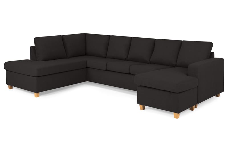 Crazy 5-seters Venstrevendt U-formet Sofa med Divan og Sjeselong i Stoff - Antrasitt - Møbler - Sofaer - U-sofa