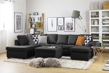 Crazy 5-seters Venstrevendt U-formet Sofa med Divan og Sjeselong i Stoff - Antrasitt - Møbler - Sofaer - U-sofa