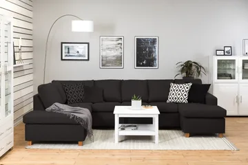 Crazy 5-seters Venstrevendt U-formet Sofa med Divan og Sjeselong i Stoff - Antrasitt - Møbler - Sofaer - U-sofa