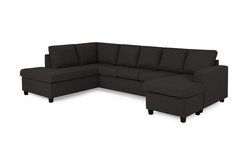 Crazy 5-seters Venstrevendt U-formet Sofa med Divan og Sjeselong i Stoff - Antrasitt - Møbler - Sofaer - U-sofa