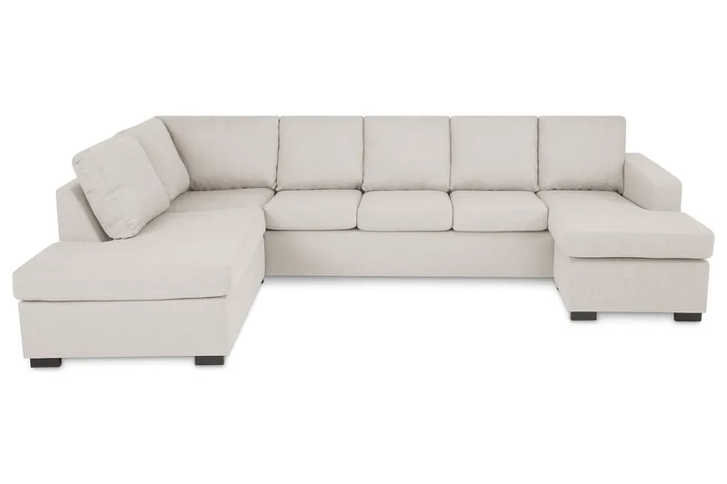 Crazy 5-seters Venstrevendt U-formet Sofa med Divan og Sjeselong i Stoff - Beige - Møbler - Sofaer - U-sofa