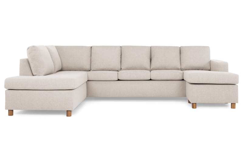Crazy 5-seters Venstrevendt U-formet Sofa med Divan og Sjeselong i Stoff - Beige - Møbler - Sofaer - U-sofa