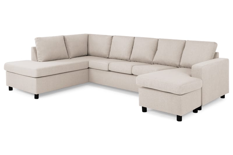 Crazy 5-seters Venstrevendt U-formet Sofa med Divan og Sjeselong i Stoff - Beige - Møbler - Sofaer - U-sofa