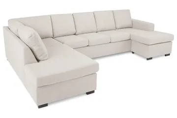 Crazy 5-seters Venstrevendt U-formet Sofa med Divan og Sjeselong i Stoff - Beige - Møbler - Sofaer - U-sofa