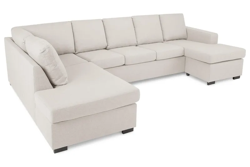 Crazy 5-seters Venstrevendt U-formet Sofa med Divan og Sjeselong i Stoff - Beige - Møbler - Sofaer - U-sofa