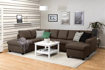 Crazy 5-seters Venstrevendt U-formet Sofa med Divan og Sjeselong i Stoff - Brun - Møbler - Sofaer - U-sofa