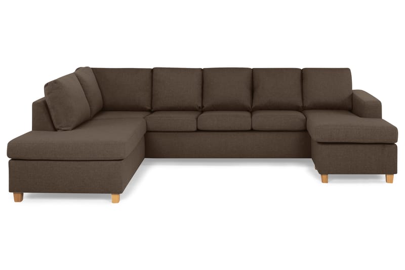 Crazy 5-seters Venstrevendt U-formet Sofa med Divan og Sjeselong i Stoff - Brun - Møbler - Sofaer - U-sofa