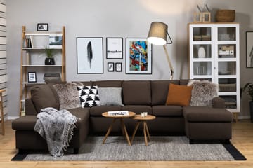 Crazy 5-seters Venstrevendt U-formet Sofa med Divan og Sjeselong i Stoff - Brun - Møbler - Sofaer - U-sofa