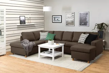 Crazy 5-seters Venstrevendt U-formet Sofa med Divan og Sjeselong i Stoff - Brun - Møbler - Sofaer - U-sofa