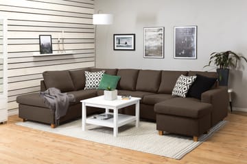 Crazy 5-seters Venstrevendt U-formet Sofa med Divan og Sjeselong i Stoff - Brun - Møbler - Sofaer - U-sofa