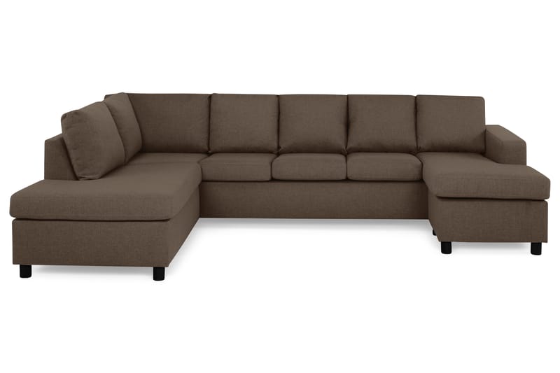 Crazy 5-seters Venstrevendt U-formet Sofa med Divan og Sjeselong i Stoff - Brun - Møbler - Sofaer - U-sofa