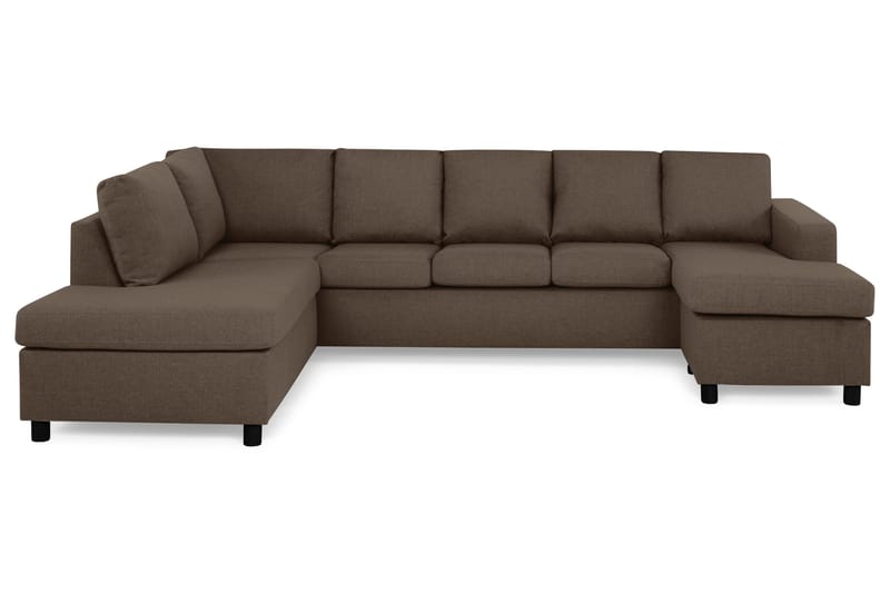 Crazy 5-seters Venstrevendt U-formet Sofa med Divan og Sjeselong i Stoff, Brun
