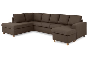 Crazy 5-seters Venstrevendt U-formet Sofa med Divan og Sjeselong i Stoff - Brun - Møbler - Sofaer - U-sofa