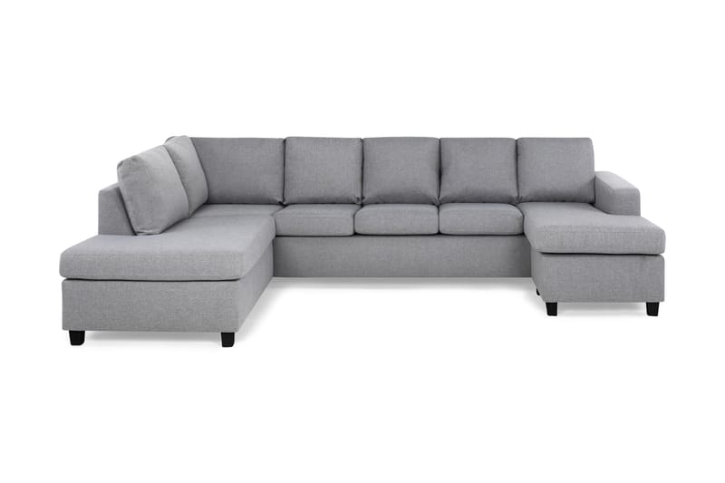 Crazy 5-seters Venstrevendt U-formet Sofa med Divan og Sjeselong i Stoff - Grå - Møbler - Sofaer - U-sofa