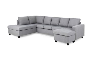 Crazy 5-seters Venstrevendt U-formet Sofa med Divan og Sjeselong i Stoff - Grå - Møbler - Sofaer - U-sofa