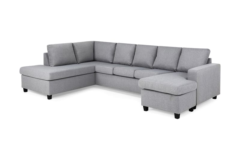 Crazy 5-seters Venstrevendt U-formet Sofa med Divan og Sjeselong i Stoff - Grå - Møbler - Sofaer - U-sofa