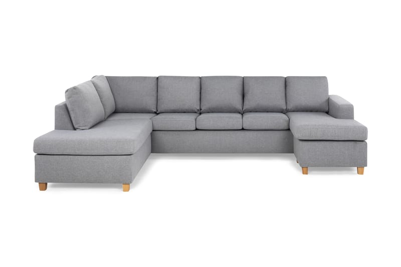 Crazy 5-seters Venstrevendt U-formet Sofa med Divan og Sjeselong i Stoff - Grå - Møbler - Sofaer - U-sofa