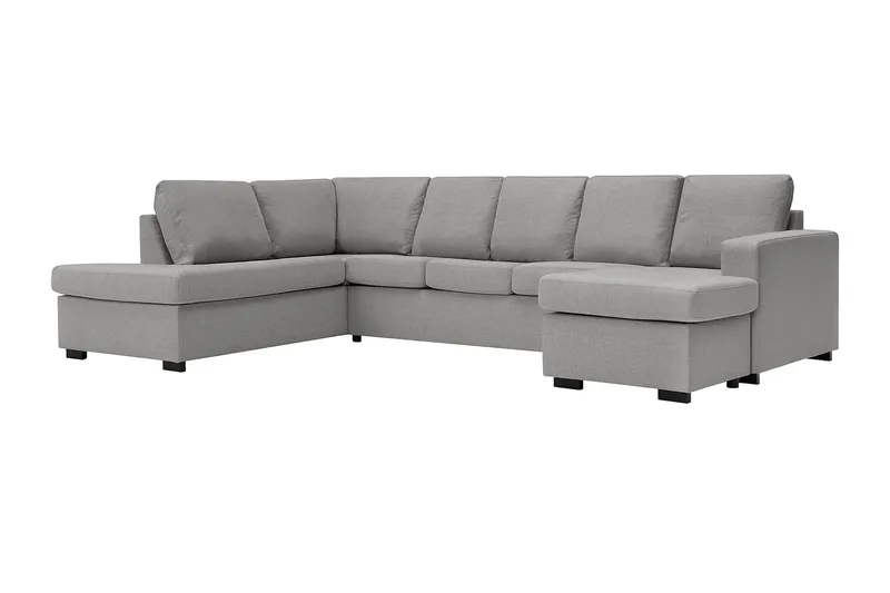 Crazy 5-seters Venstrevendt U-formet Sofa med Divan og Sjeselong i Stoff - Grå - Møbler - Sofaer - U-sofa