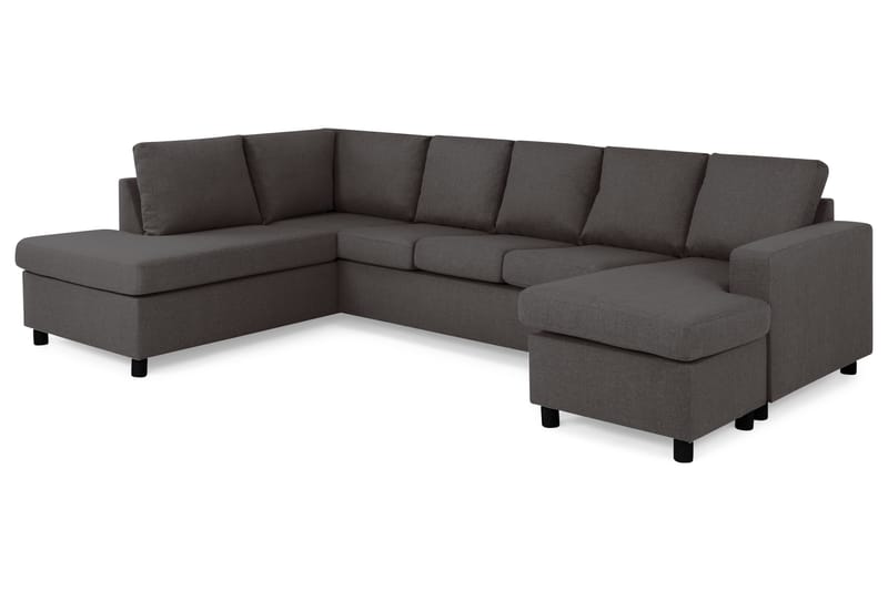 Crazy 5-seters Venstrevendt U-formet Sofa med Divan og Sjeselong i Stoff - Mørk grå - Møbler - Sofaer - U-sofa