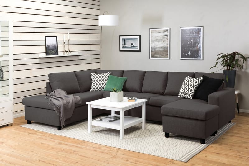 Crazy 5-seters Venstrevendt U-formet Sofa med Divan og Sjeselong i Stoff - Mørk grå - Møbler - Sofaer - U-sofa