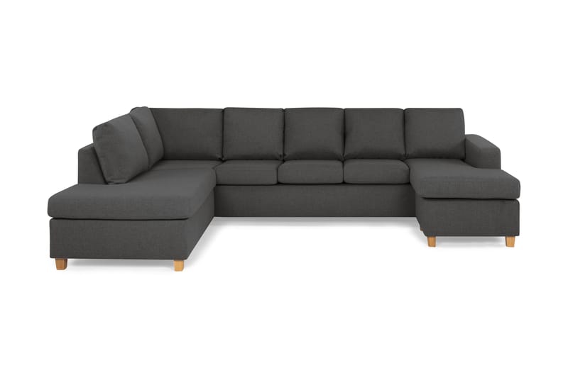 Crazy 5-seters Venstrevendt U-formet Sofa med Divan og Sjeselong i Stoff - Mørk grå - Møbler - Sofaer - U-sofa
