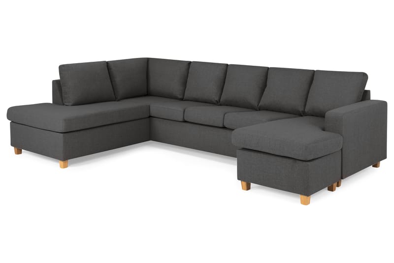 Crazy 5-seters Venstrevendt U-formet Sofa med Divan og Sjeselong i Stoff - Mørk grå - Møbler - Sofaer - U-sofa
