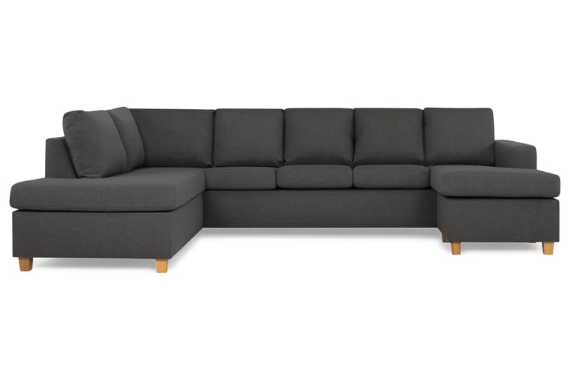 Crazy 5-seters Venstrevendt U-formet Sofa med Divan og Sjeselong i Stoff - Mørk grå - Møbler - Sofaer - U-sofa