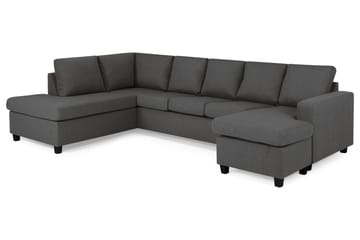 Crazy 5-seters Venstrevendt U-formet Sofa med Divan og Sjeselong i Stoff - Mørk grå - Møbler - Sofaer - U-sofa