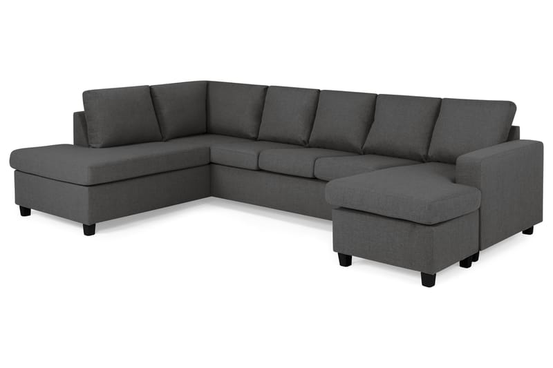 Crazy 5-seters Venstrevendt U-formet Sofa med Divan og Sjeselong i Stoff - Mørk grå - Møbler - Sofaer - U-sofa