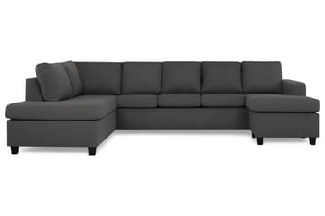 Crazy 5-seters Venstrevendt U-formet Sofa med Divan og Sjeselong i Stoff - Mørk grå - Møbler - Sofaer - U-sofa