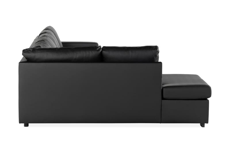Crazy 5-seters Venstrevendt U-formet X-Large Sofa med Divan og Sjeselong i Kunstlær - Svart - Møbler - Sofaer - Skinnsofaer
