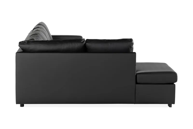 Crazy 5-seters Venstrevendt U-formet X-Large Sofa med Divan og Sjeselong i Kunstlær - Svart - Møbler - Sofaer - Skinnsofaer
